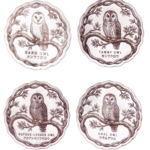 ふくろうの家 オリジナルウッドコースター メンフクロウ モリフクロウ アカアシモリフクロウ ウラルアウル 精密レーザー彫刻